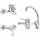 ست شیرآلات 4 تکه مدل لاله کروم (5 سال گارانتی)