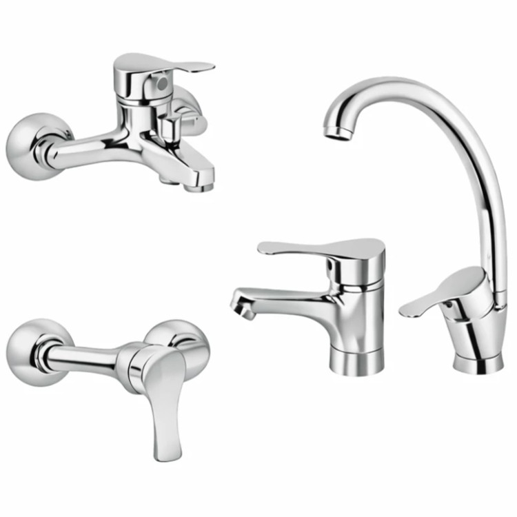 ست شیرآلات 4 تکه مدل لاله کروم (5 سال گارانتی)